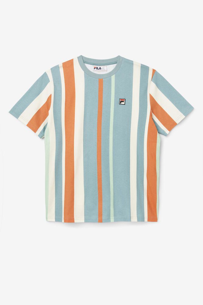 Fila Gach Striped Blue T-Shirt Mens - NZ 31695-NFLB